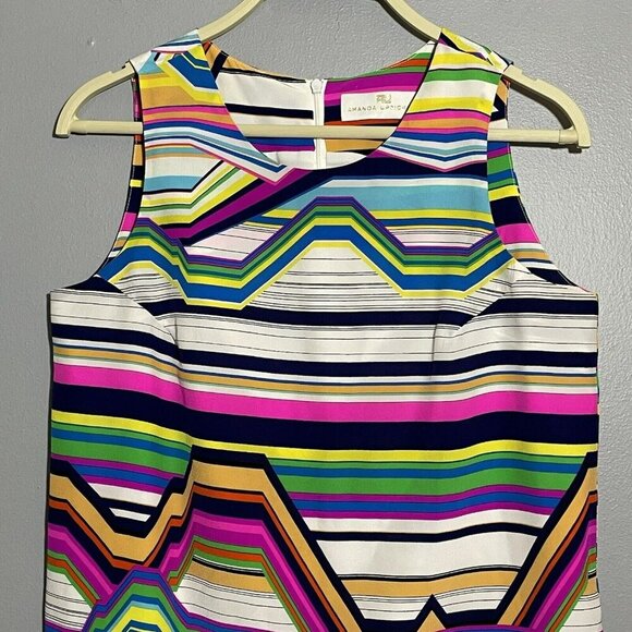 Amanda Uprichard Silk Blouse Sleeveless Women Size P Petite Colorful Rainbow Art - Picture 3 of 11